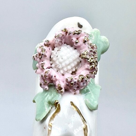 Vintage Made In Japan Porcelain Shoe Figurine Floral Gold Trim - Picture 7 of 9